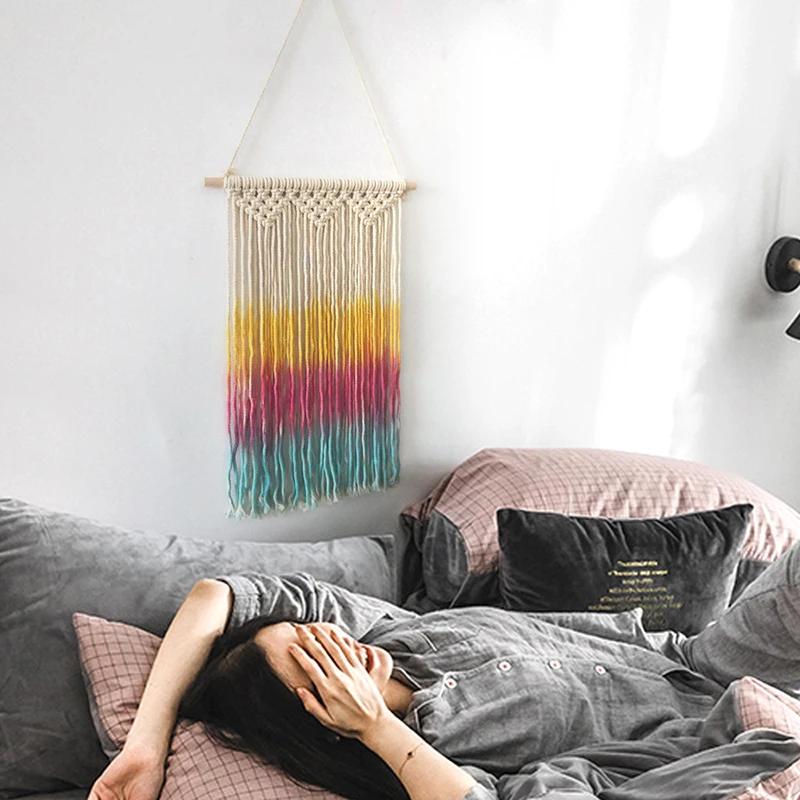 

Hand-Woven Tapestry Bohemian Style Colorful Simple Home Living Room Decorative Wall Hanging Tapestry