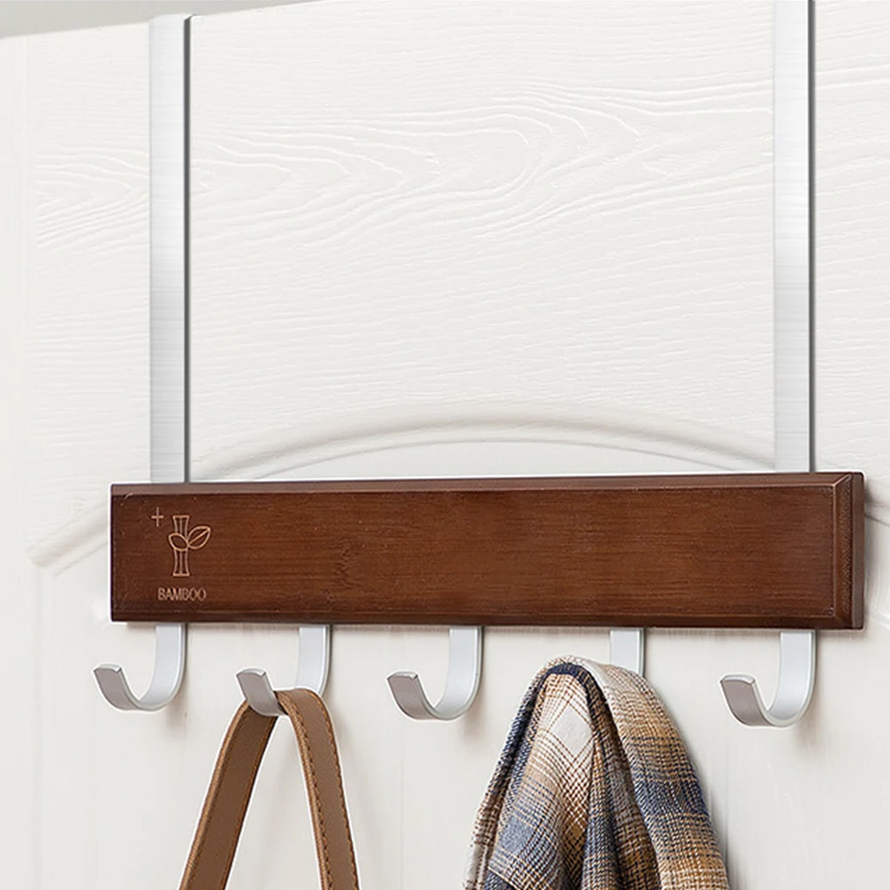 Durable Door Hook Storage Organizer Clothes Towel Pants Coat Home Multifunctional Bedroom Strong Bearing Hanging Kitchen Wooden