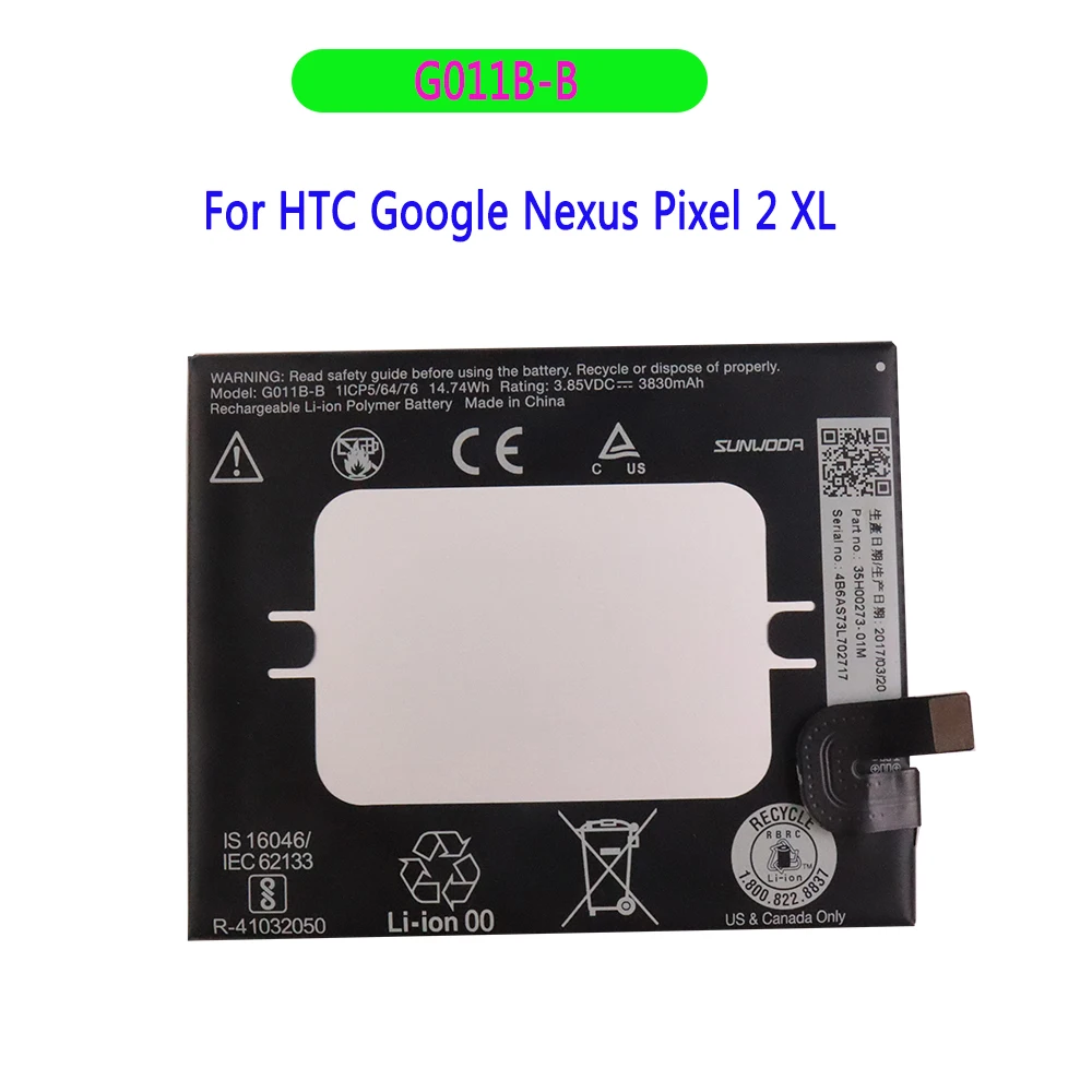 

Original battery 3830mah G011B-B for HTC Google nexus Pixel 2 XL Batteries