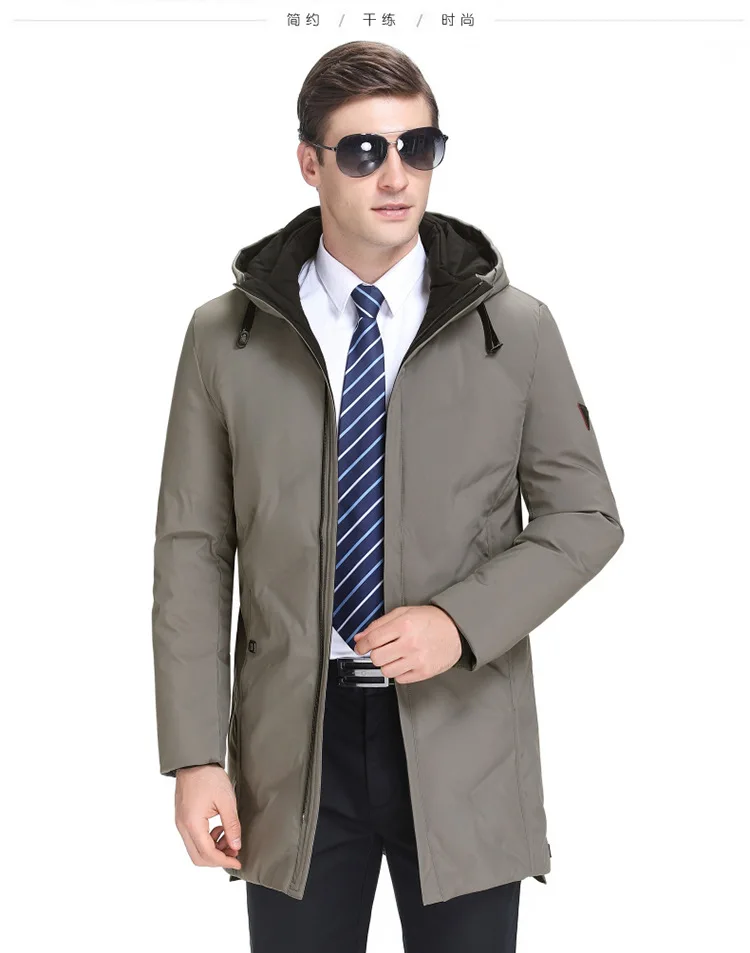 New Style High-End down Jacket Men's Casual Middle-aged Men Mid-length down Jacket Hooded MEN'S Coat