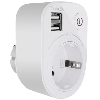 

Electric Double USB Charger Adapter, ligent Plug-in Power Socket, Rechargeable Power Switch Socket(EU Plug)