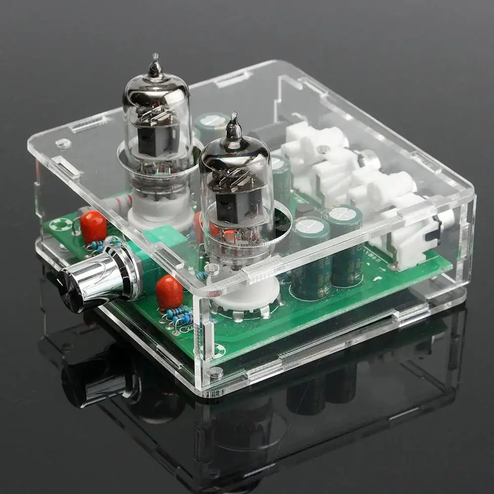 AC 12V 6J1 Valve Pre amp Tube PreAmplifier Board Headphone Amplifier Buffer With Acrylic Case