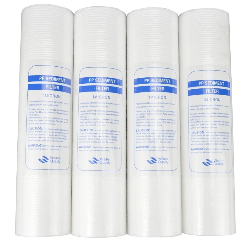 Purificador de agua con filtro de algodón PP, 10 pulgadas, 1 Micra, sistema de cartucho de filtro de agua de sedimento, ósmosis inversa, 4 Uds.