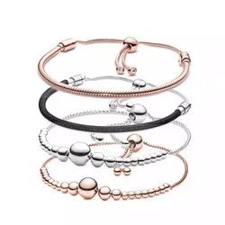 Summer Fashion Jewelry Gifts For Women 925  Sterling Silver Bangle Joyas DIY Designer Charm Fit Original Pandora Beads Bracelets