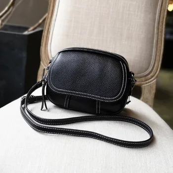 

2020 new top layer cowhide mini compact shoulder bag messenger bag small square bag leather female bag handbag