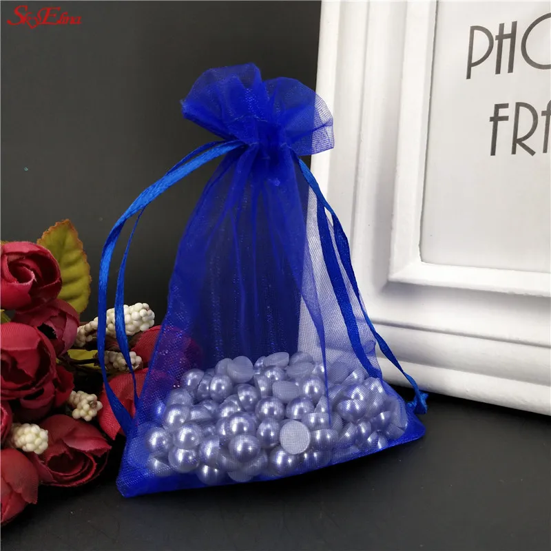 100 шт органзы сумки 7X9 9X12 10X15 см сумка для хранения сумочки для ювелирных украшений, свадьбы, Рождества, благосклонность коробка для рождественского подарка 5z - Цвет: Royal blue