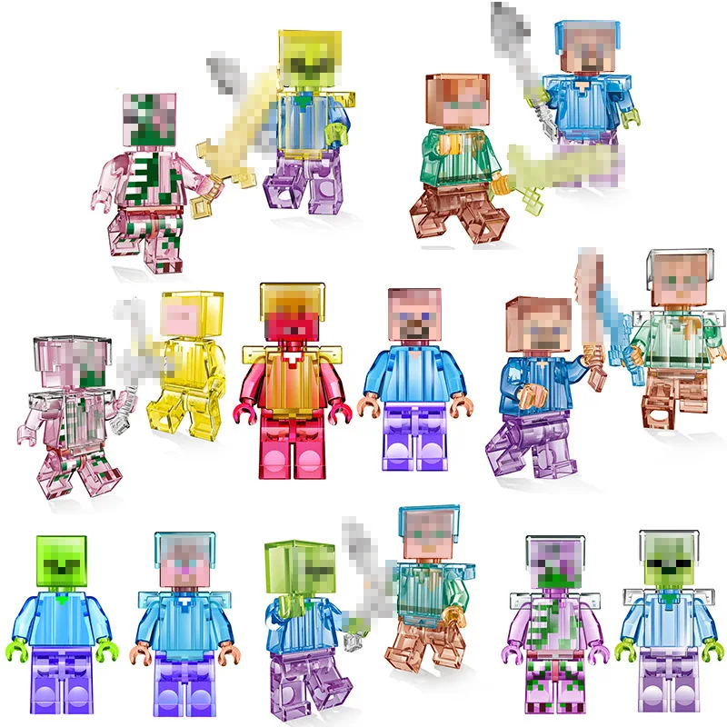 

My World Spider Donkey Elder Guardian Zombie Steve Ghast Enderman Figures Blocks Minecraftedsl Toys Legoinglys Animal Set