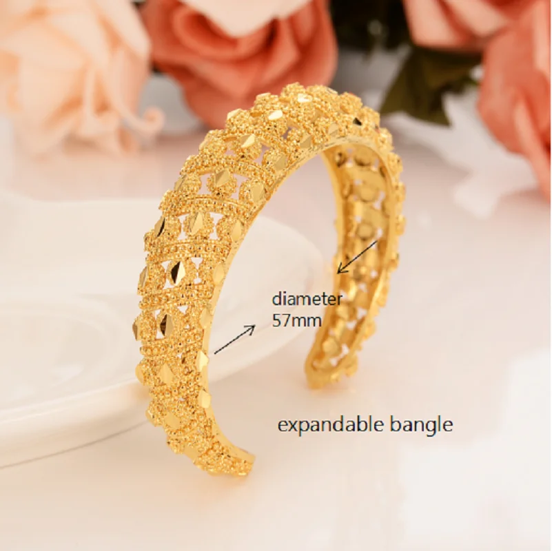 Gold plated cuff Bangle for Women Dubai Bride Wedding Ethiopian Bracelet Africa Bangle Jewelry Gold Charm Bracelet party gifts