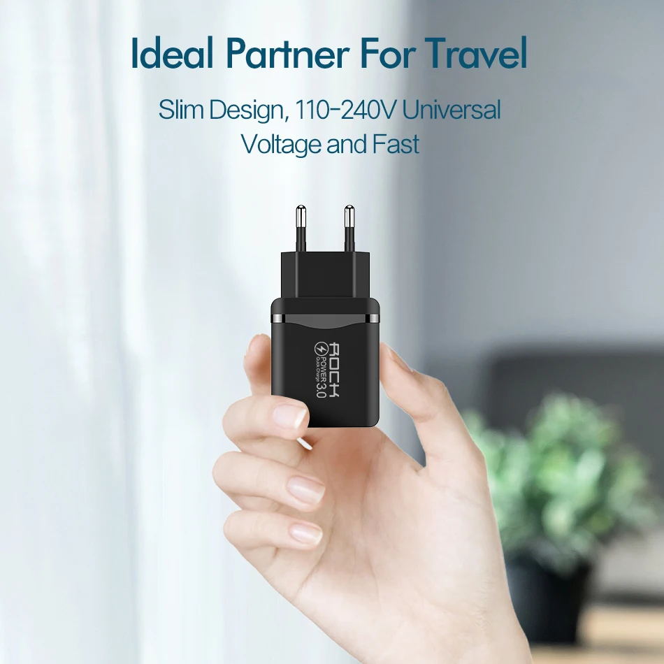 Rock USB зарядное устройство 18 Вт QC 3 0 быстрое для телефона быстрая зарядка iPhone X XR 7