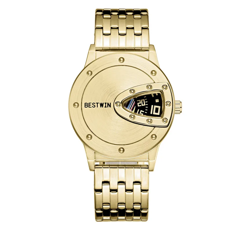 Luxury BESTWIN Brand Trend Cool Men's Wrist Watch Stainless Steel Technology Fashion Quartz Watch For Men 2021 Relogio Masculino 