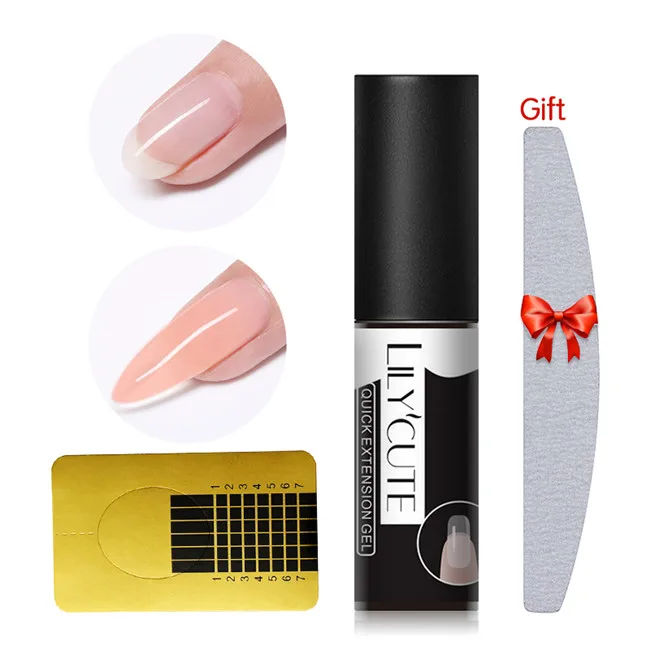 4Pcs 4 LILYCUTE Быстрый полигелевый набор для наращивания ногтей Французский прозрачный дизайн ногтей розовый цвет кончик для ногтей Форма Кристалл УФ гель для ногтей набор - Цвет: 4Pcs 4