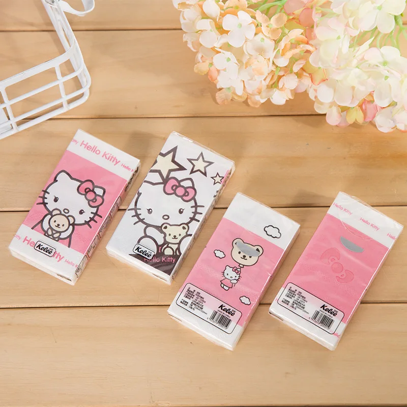  Hello Kitty Printed Handkerchief Tissue Cartoon Cute Napkin Handkerchief Paper Extraction Toilet Pa