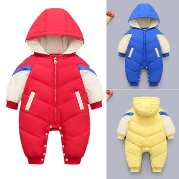 

Infant Winter One-Piece Overalls Boy Baby Hoodies Thicken Warm White Duck Down Jacket Children Outfit 1 2 3 years old