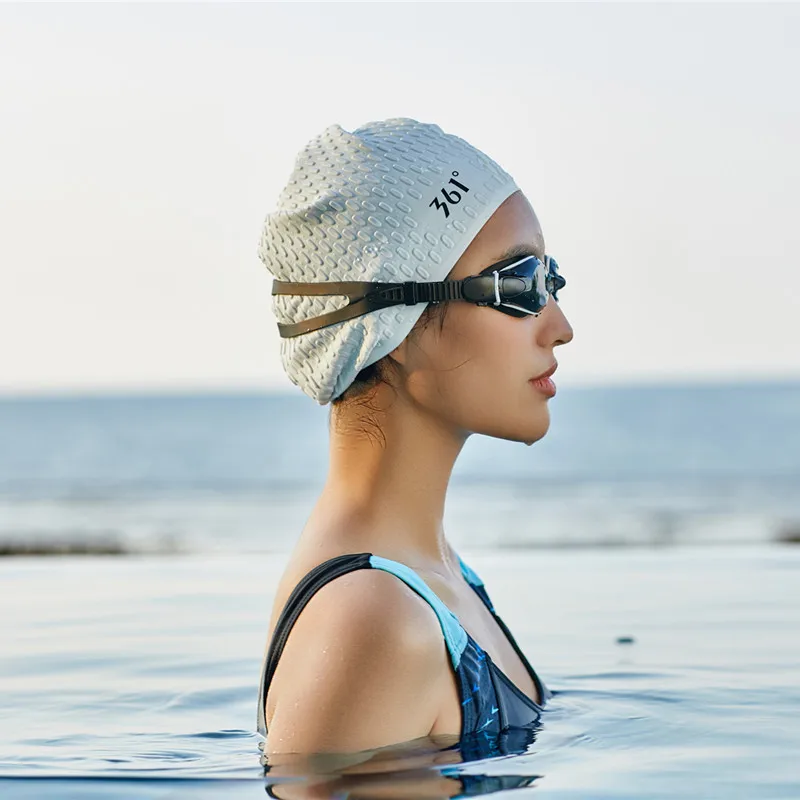 2x Swimming Cap Waterproof Silicone Swim Pool Hat For Adult Men And Women Blu B2 