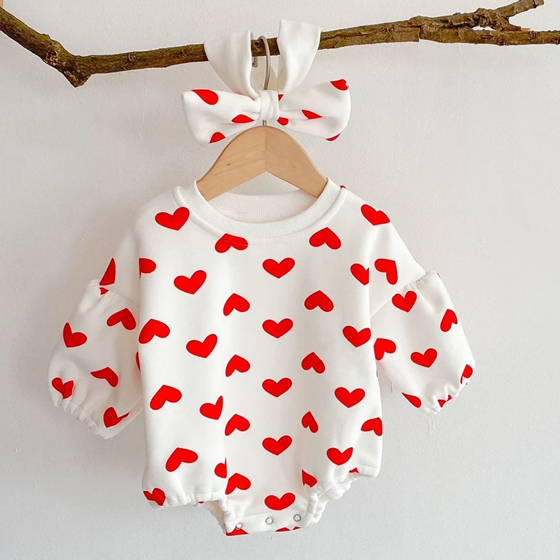 Baby Jumpsuit Cotton  New 2020 Autumn Toddler Clothing Baby Girls Loving Heart Rompers Kids Baby Clothing Toddler Baby Girl Rompers Baby Bodysuits medium