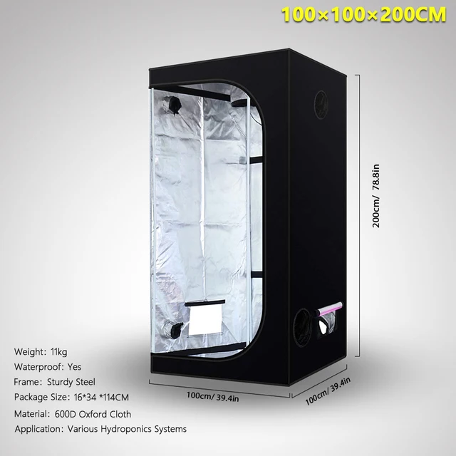 100*100*200 Cm -Es Növénynövekedés Sátra Növekvő Doboz Beltéri Szoba Otthoni Fényvisszaverő Mylar A Hidroponikák Számára - Image 2