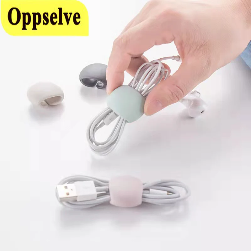 

4PCS Cable Winder Silicone Cable Organizer Fixed Clip Wire Binding Data Wire Tie Management Data Line Sorting Buckle For iPhone