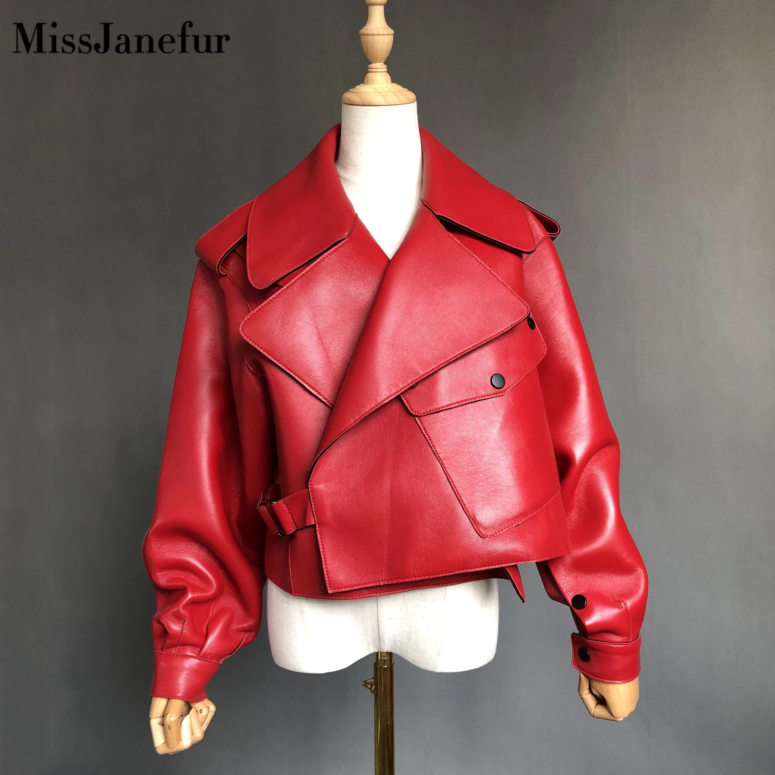Women leather jacket winter real leather moto jacket pluse size coat