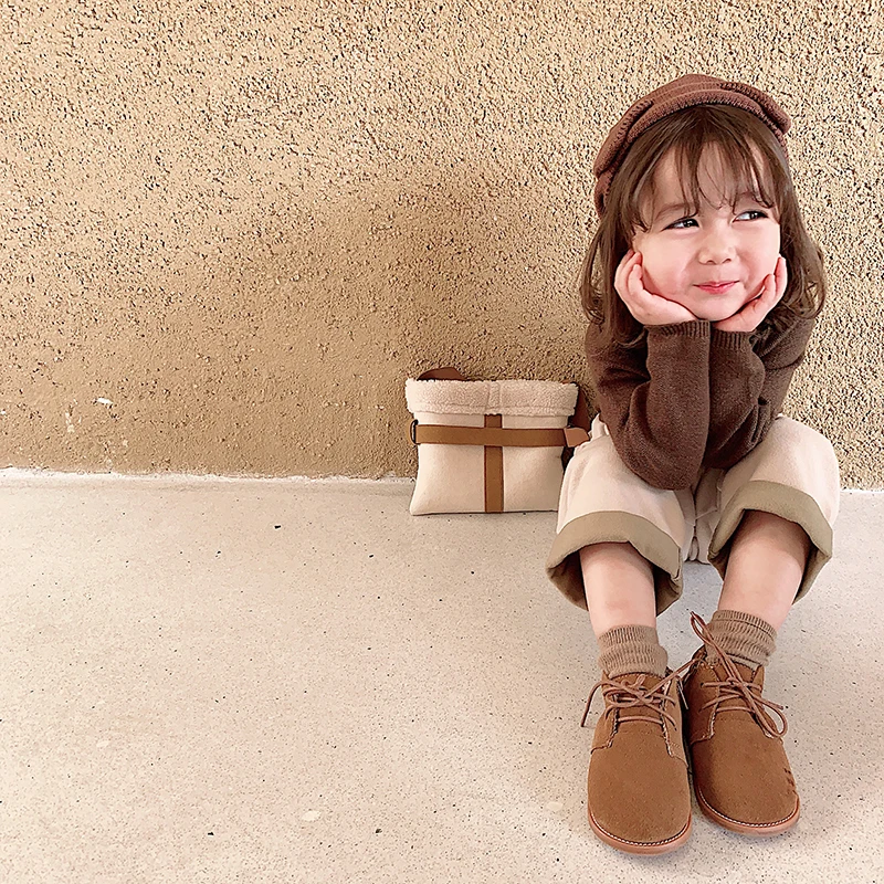 Обувь для девочек; Новинка года; зимняя повседневная обувь; детские бархатные теплые короткие ботинки; детская хлопковая обувь; Кожаные Ботинки martin