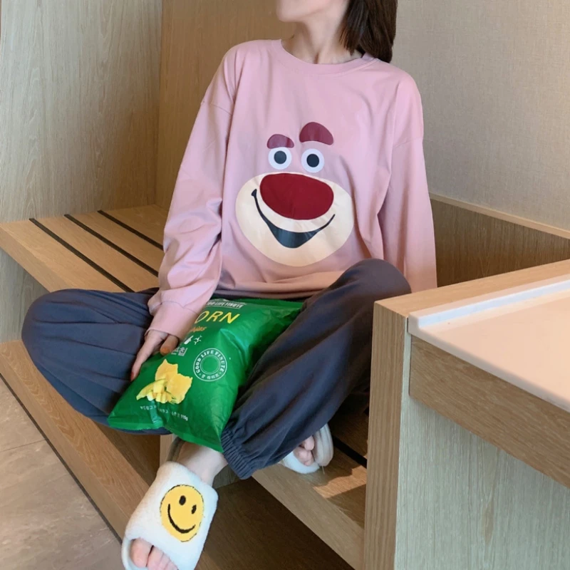 

Disney Cartoon 2 Piece Set Pajamas for Women Winter Long Sleeve Home Wear Pijama Feminino Cute Homesuit Pjamas for Women Navidad