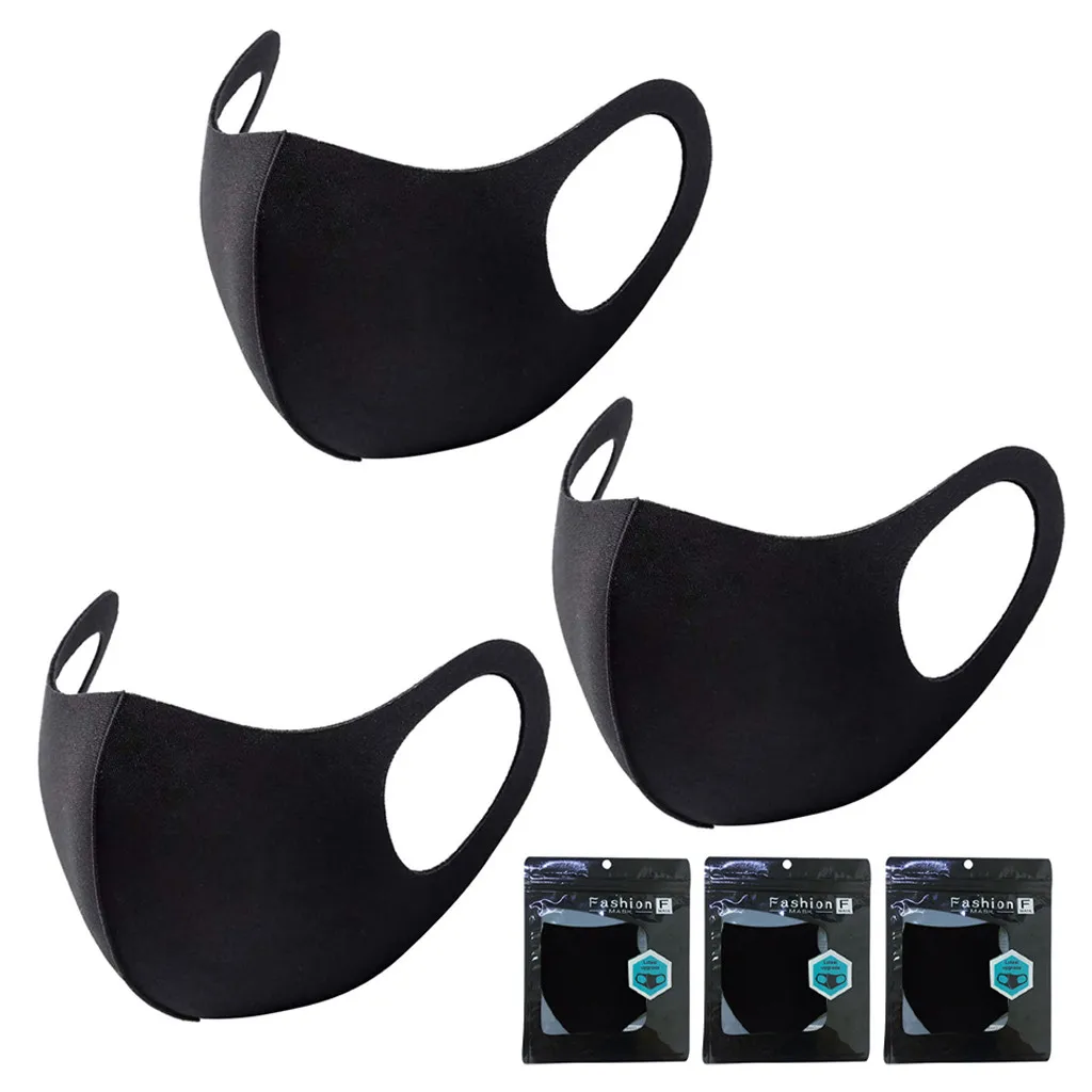 1/3pcs Black Washable Mask 3 Layer Cycling Cotton Mouth Face Or Men Women Reusable Mondkapjes Wasbaar Mascarillas Halloween |