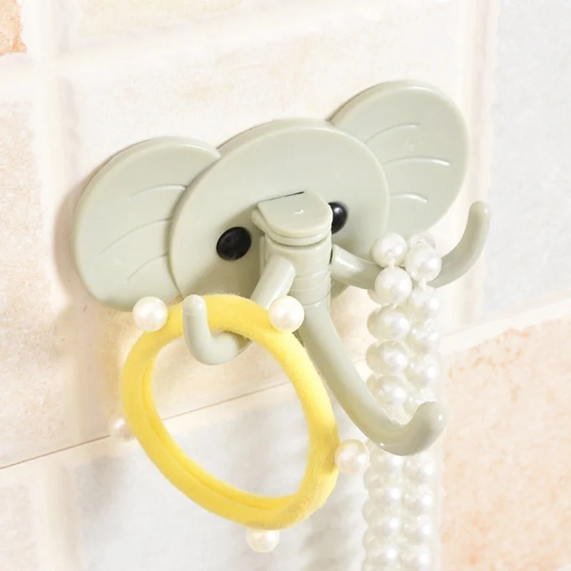

Cute Elephant Nail-free Seamless Strong Glue Door Hooks Kitchen Bathroom Wall Multi-purpose Hooks Home Decoration Accesories