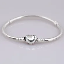 Хрустальный Браслет-цепочка в форме сердца, змейки, браслет, подходит для бусины из стерлингового серебра 925, Браслет-Шарм, сделай сам, Европейское ювелирное изделие