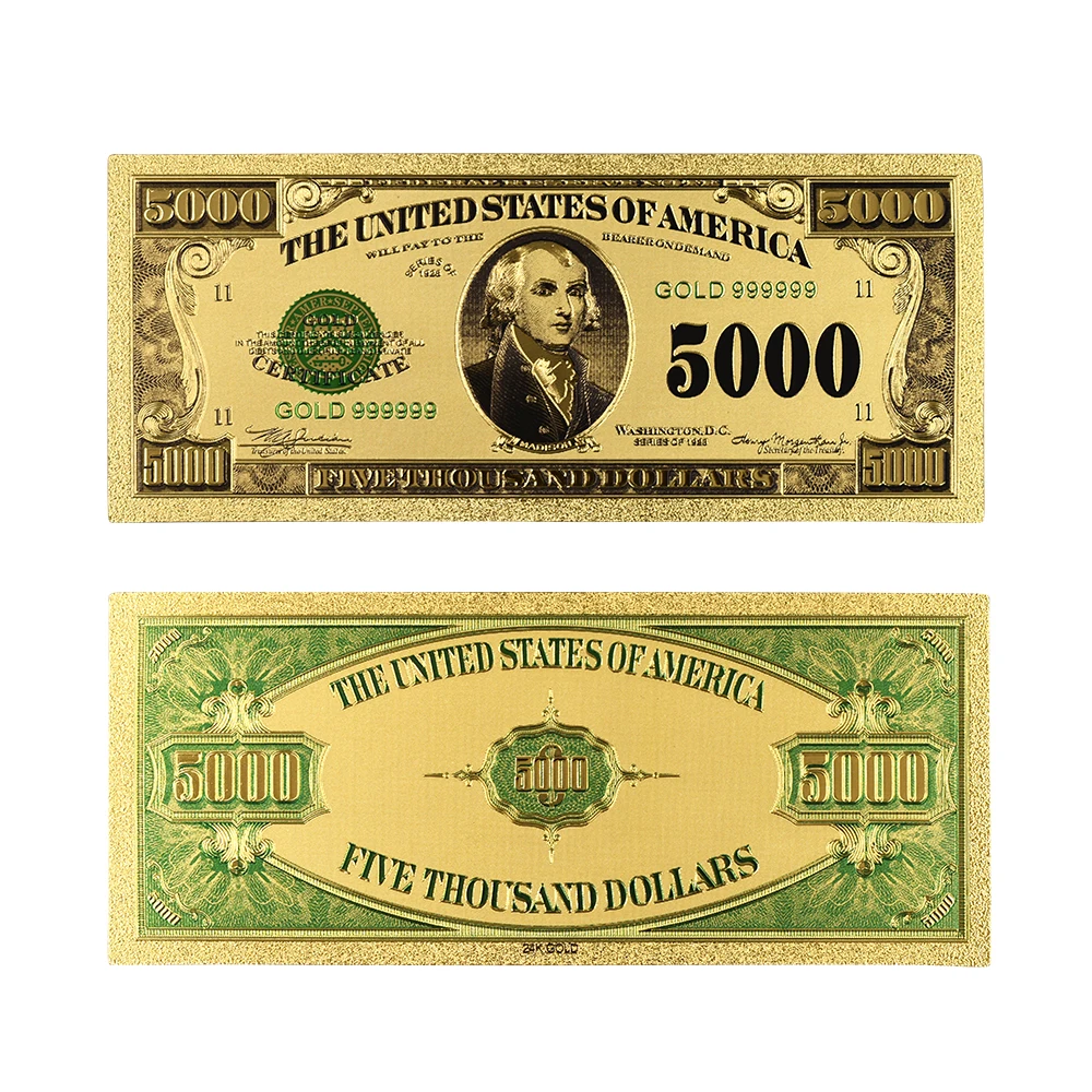 Gold Banknote Beer Money Federal Note Vintage Bills Paper Reserve Dollar US Bar 
