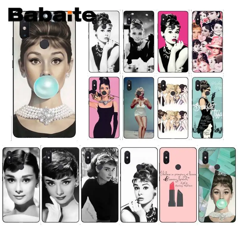

Babaite Audrey Hepburn Soft black Phone Case For XiaoMi 6 MIX2 8SE K20 REDMI 5A NOTE4X 7 6A Cellphones