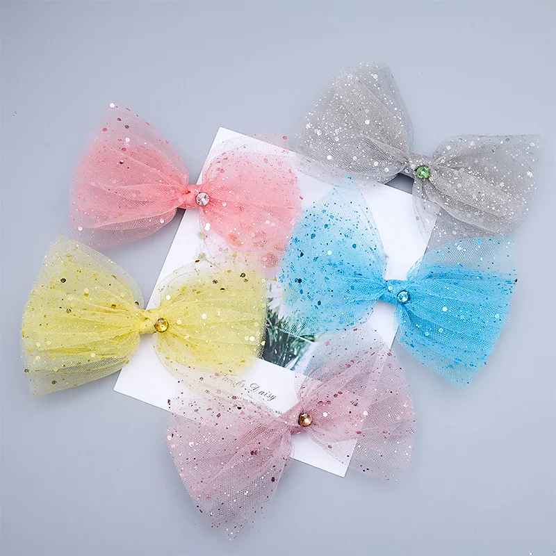 10pcs/lot Gypsophila Starry Glitter Hair Bows Rhinestones Decor Side Clips Girls Hairpins Candy Barrette korean Accessories |