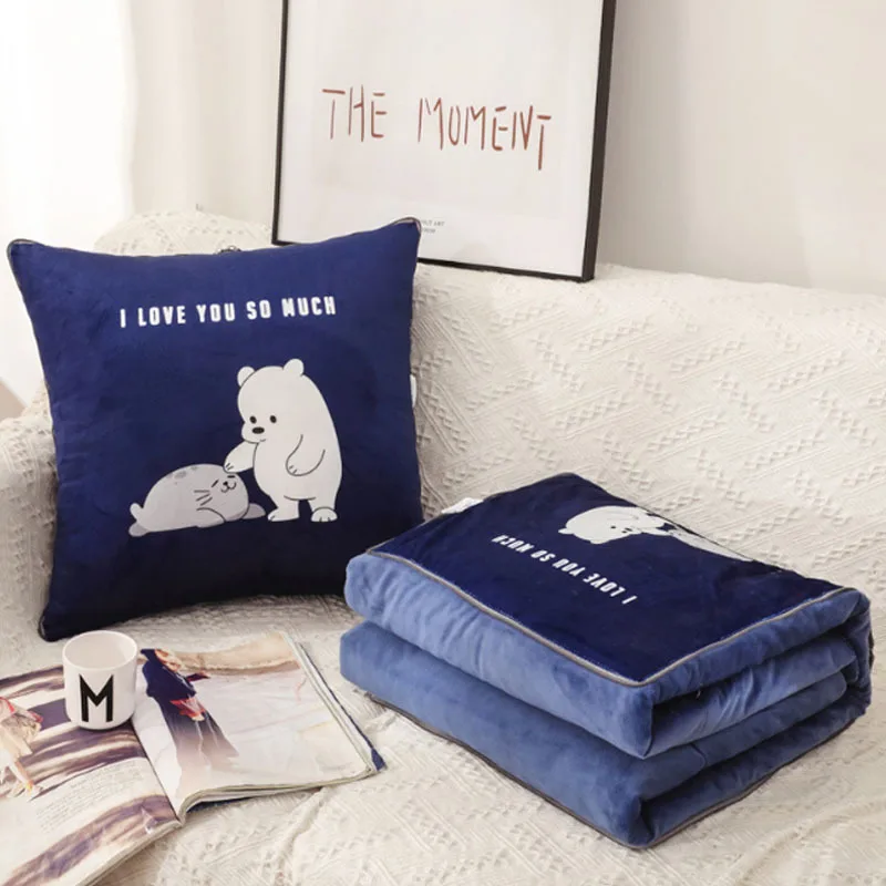 

Multifunctional Throw Blanket Foldable Patchwork Pillow Cushions Square 40x40/50x50cm For Bed Sofa Cartoon Soft Velet Blankets