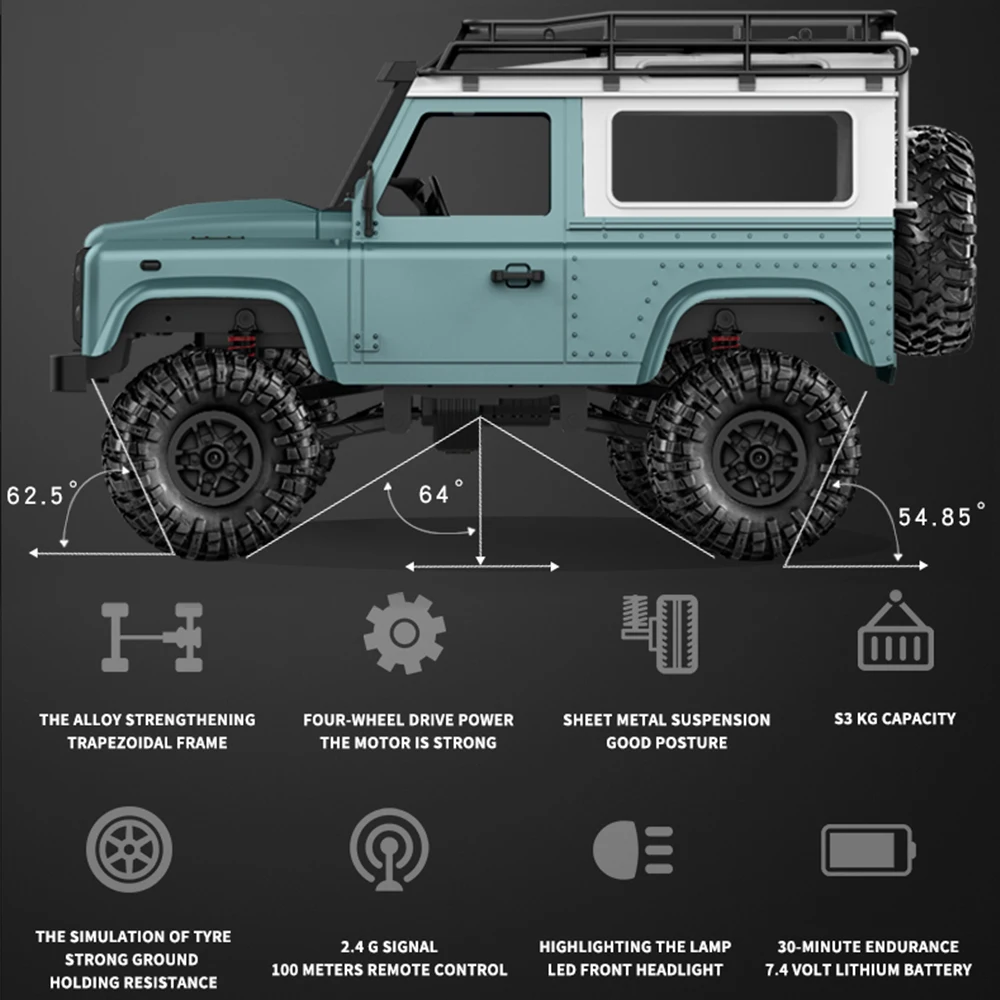 MN-D90 Rock Crawler 1/12 4WD 2,4G дистанционное управление высокая скорость внедорожника RC автомобиль светодиодный светильник RTR