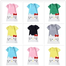 Новинка; милое платье для маленьких девочек; Платье с принтом «hello kitty»; платье принцессы с короткими рукавами; костюм для дня рождения; детская одежда для девочек