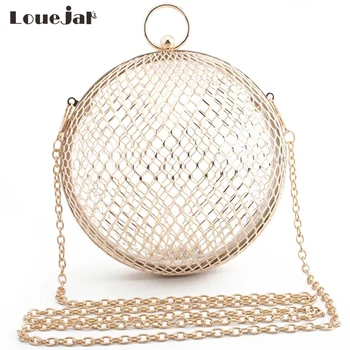 

Evening Bags Women Metal Ladis Clutch Party Banquet Round Shoulder Bag Circular Cage Handbag Mujer Bolsos