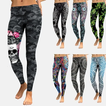 

Gothic Plus Size Leggings Camouflage Skull Head Legging For Women Fitness Skinny Pants Workout Leggings Sporting Leggins Mujer
