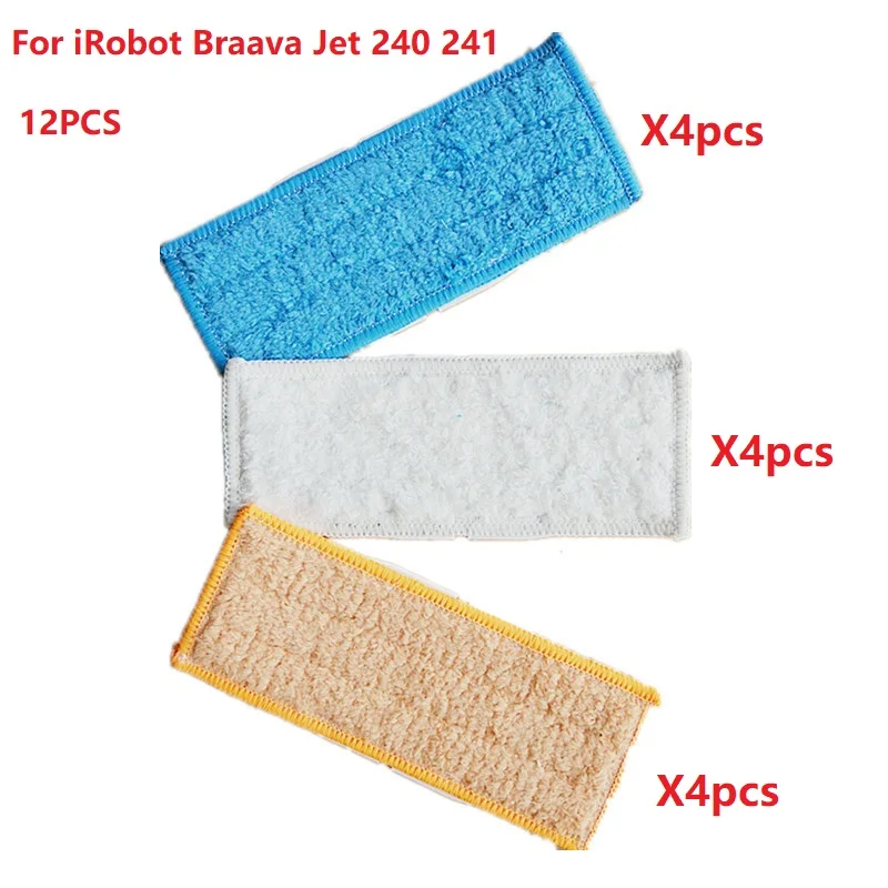 Koop 12pcs robot cleaner borstels onderdelen Nat Pad Mop + Vochtige Pad Mop + Droog Pad Mop voor iRobot braava Jet 240 241 Stofzuiger