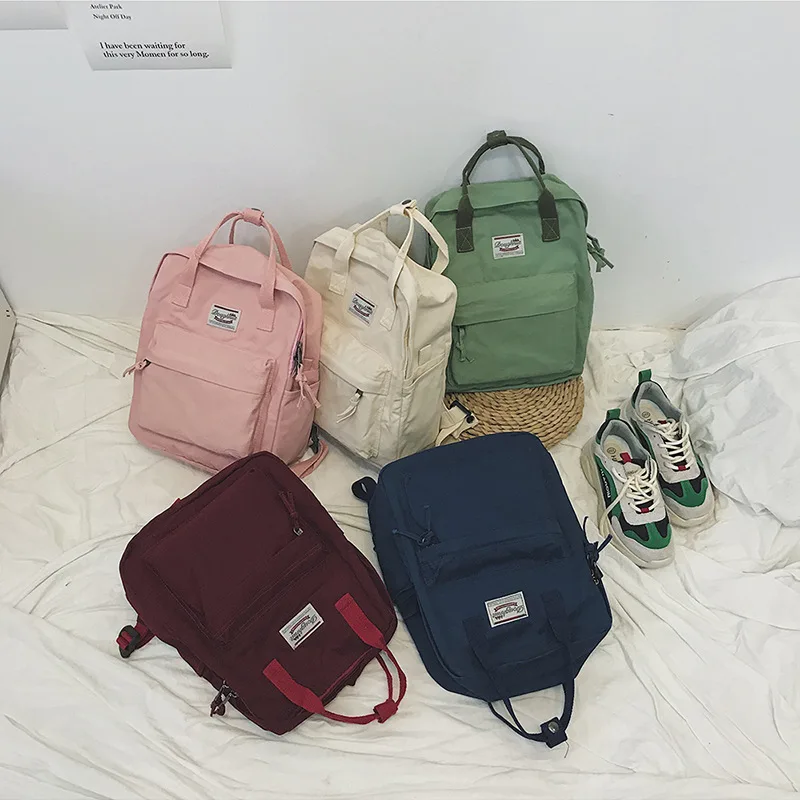 

New Style Korean-style Wash Cloth Shoulder Casual Schoolbag Hipster WOMEN'S Bag College Style Solid Color Couples Handbag