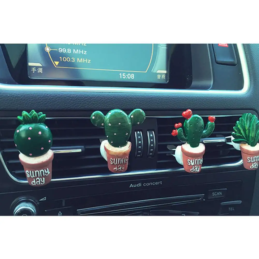 Creative 3D Simulation Plant Car Perfume Cute Shape Mini Vehicle Vent Outlet Air Freshener Air Conditioner Outlet Decoration