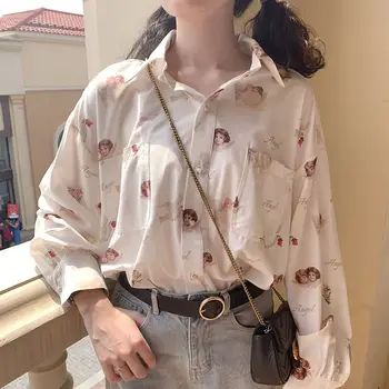 

Spring 2020 New Retro Slimming Loose Girl Design Sense Shirt Shirt Long-sleeved Student Shirt Harajuku Women Blouses Tops