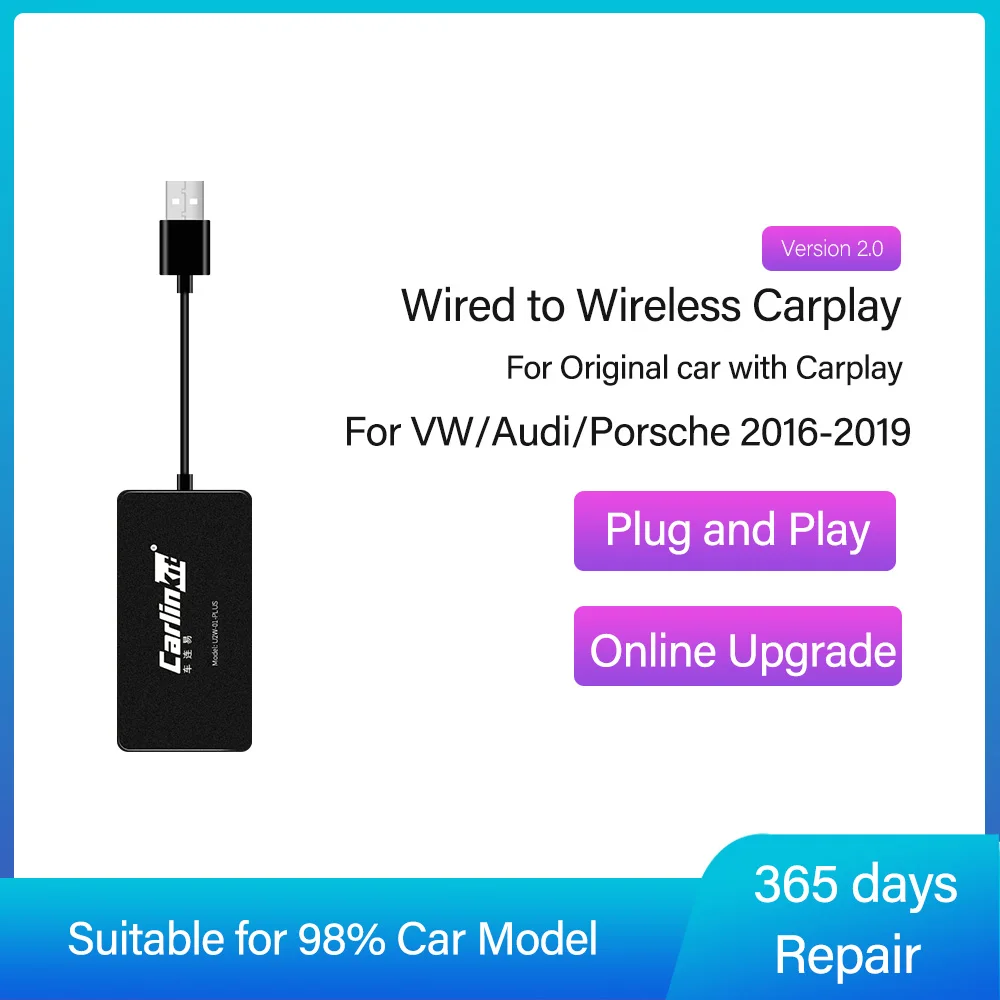 

Carlinkit 2.0 Version Wireless Carplay Adapter Dongle For Original Car Has Wired Carplay Buit-in Wired to wirelss Smart Link