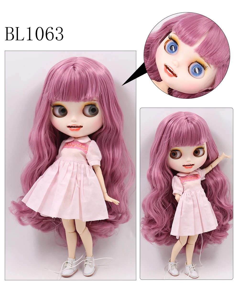 Neo Blythe Doll with Pink Hair, White Skin, Matte Smiling Face & Custom Jointed Body 1