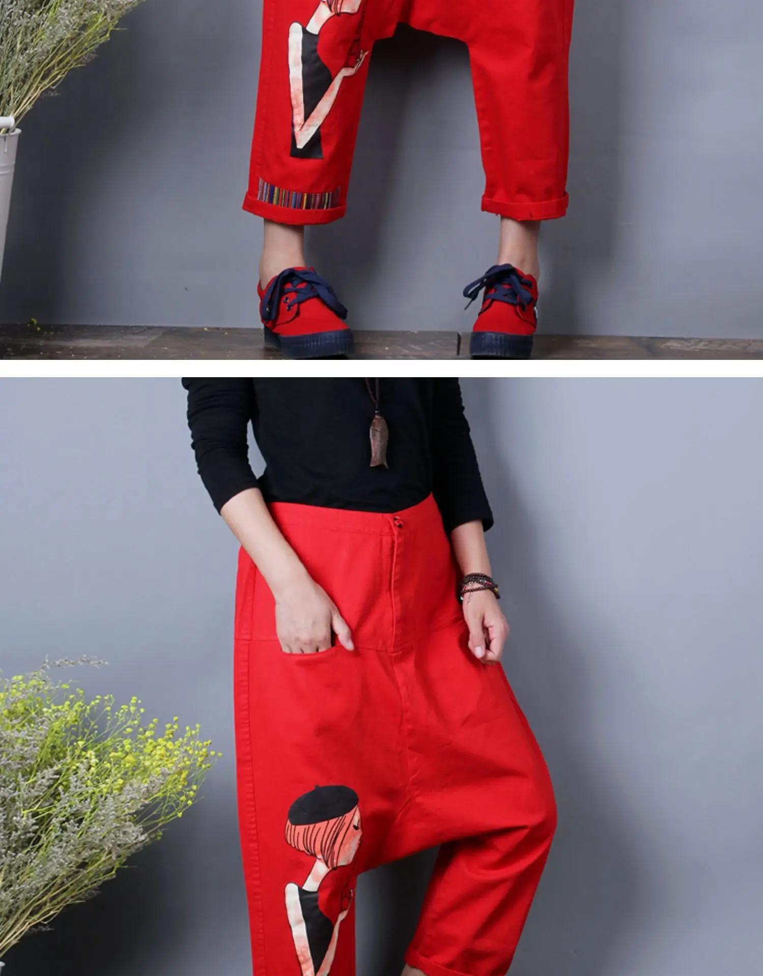 Red Oversized Wide Leg jean Women Baggy Low Crotch Denim Pants hiphop cowboy Harem Trousers Boyfriend Sagging Skateboard Joggers