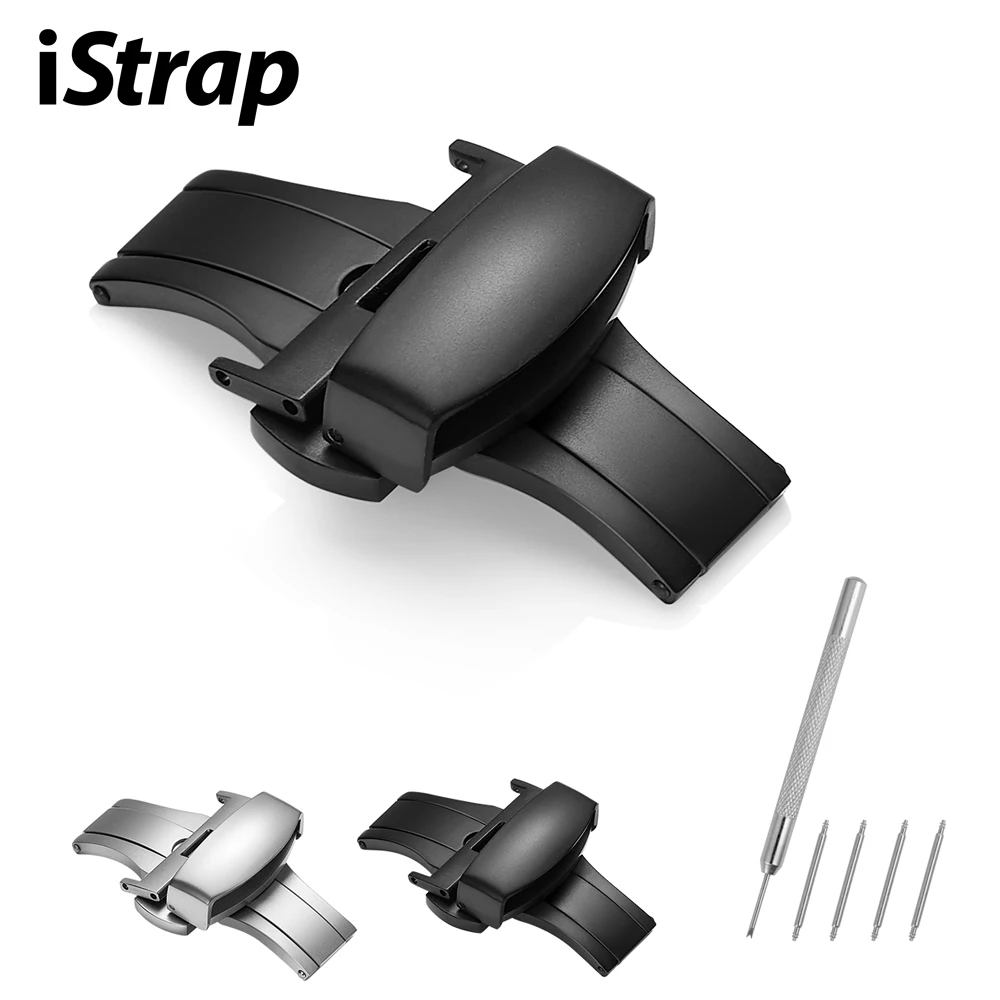 

iStrap Watch Band Butterfly Clasp Watch Accessories Double Butterfly Button 18mm Clasp Brushed Buckle