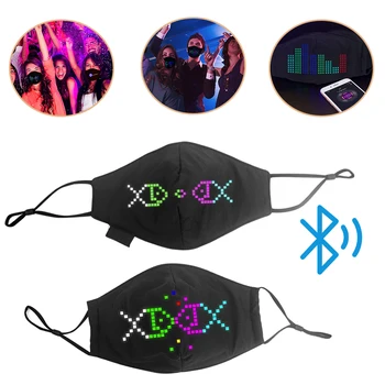 

New Bluetooth Programmable Soft LED Cotton Dust Face Mask With Built-In Led Display Board Men Women Carnival Music Party Props