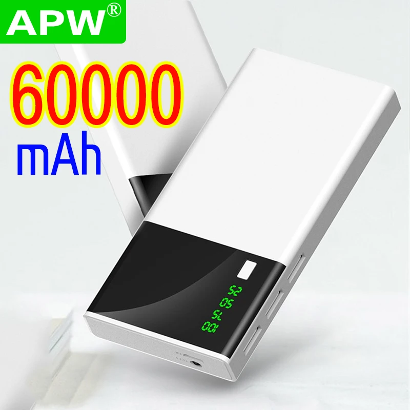 Портативное зарядное устройство высокой емкости 60000 мАч 30000 USB Внешнее для Xiaomi Mi 9 8
