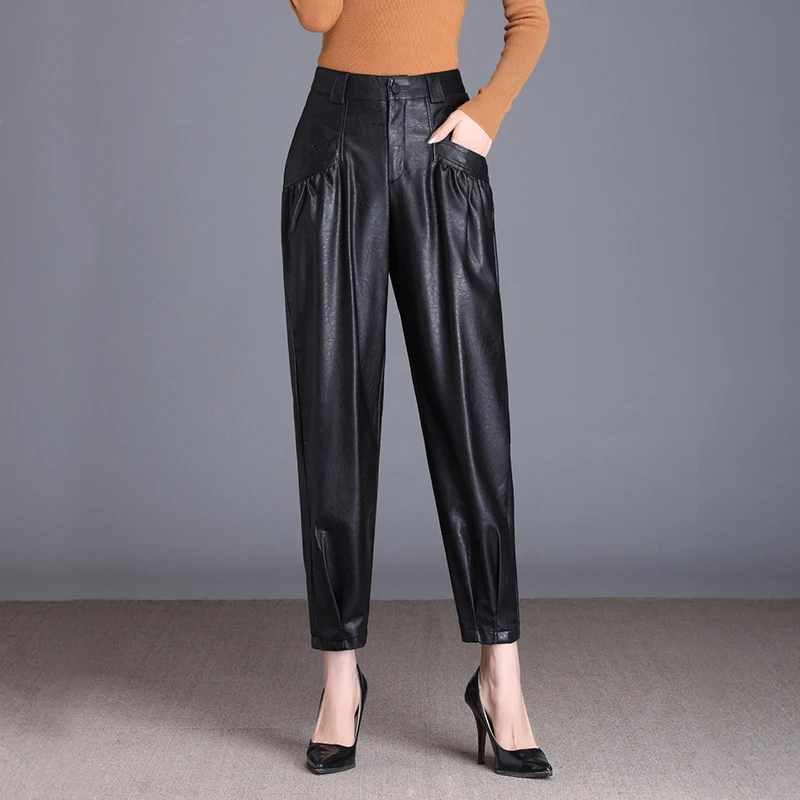 leather harem pants womens