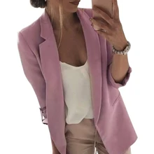 OEAK, Модный женский повседневный костюм, пальто, деловой Блейзер, куртка с длинным рукавом, верхняя одежда для девушек, черный, розовый, Тонкий Блейзер, пальто, Новинка