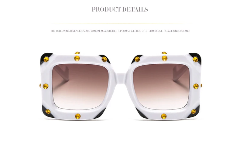 Fashion WhiteBrand Oversized Sunglasses clear Shades sun glasses for men luxury Square Rhinestone Sunglasses Women Vintage