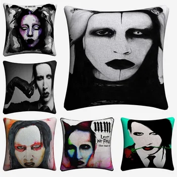 

Marilyn Manson Classic Photo Decorative Cotton Linen Cushion Cover 45x45cm Pillow Case For Sofa Chair Home Decor Almofada