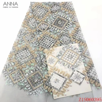 

Anna popular french net lace sequin fabric 2020 high quality embroidery african tulle laces nigerian fabrics 5 yards for dresses
